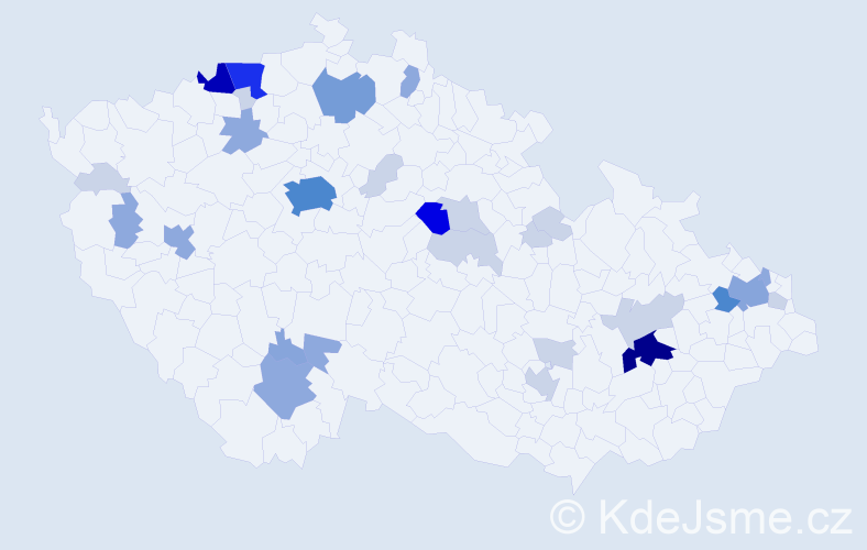 Příjmení: 'Kóša', počet výskytů 92 v celé ČR