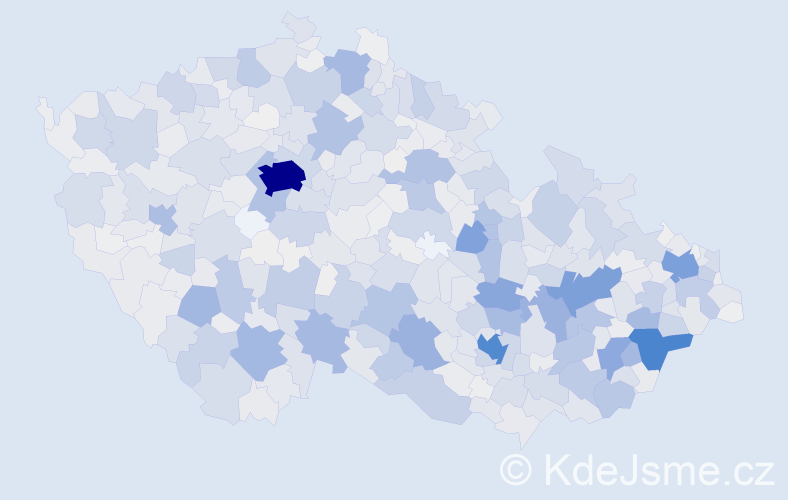 Příjmení: 'Kovář', počet výskytů 7021 v celé ČR