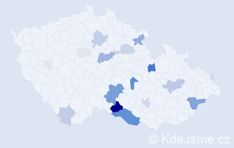 Příjmení: 'Čírtek', počet výskytů 55 v celé ČR