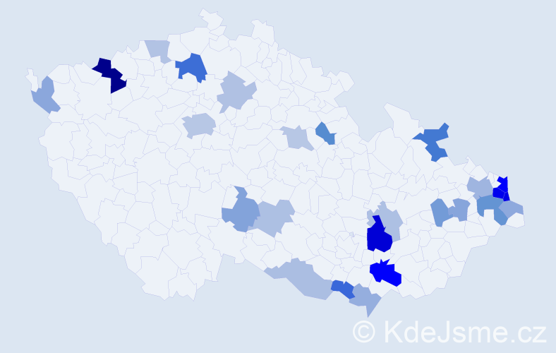 Příjmení: 'Holka', počet výskytů 57 v celé ČR