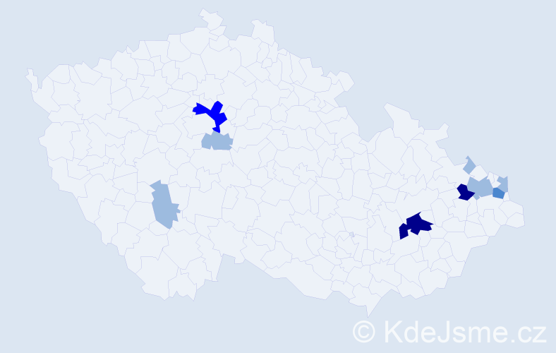 Příjmení: 'Kasprzyk', počet výskytů 18 v celé ČR
