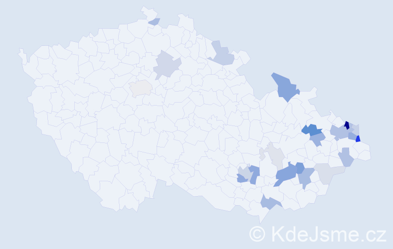 Příjmení: 'Janas', počet výskytů 75 v celé ČR