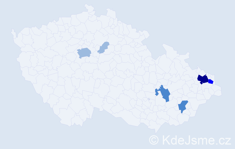 Příjmení: 'Daničová', počet výskytů 13 v celé ČR