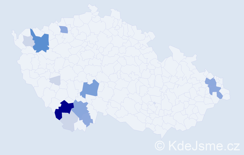 Příjmení: 'Plouharová', počet výskytů 38 v celé ČR