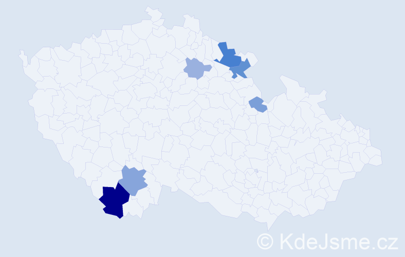 Příjmení: 'Tham', počet výskytů 17 v celé ČR