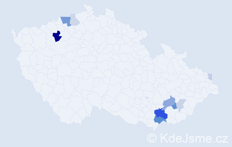 Příjmení: 'Kluďáková', počet výskytů 24 v celé ČR