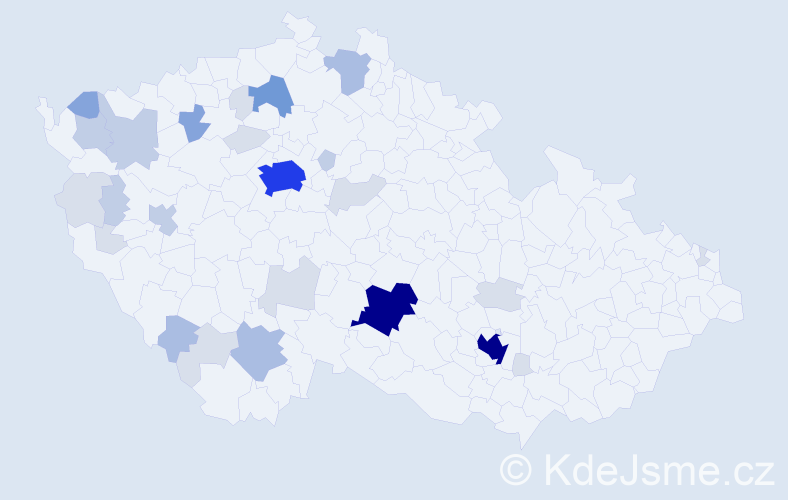 Příjmení: 'Zámková', počet výskytů 102 v celé ČR