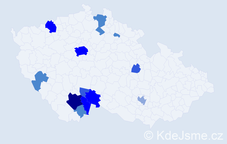 Příjmení: 'Láf', počet výskytů 38 v celé ČR