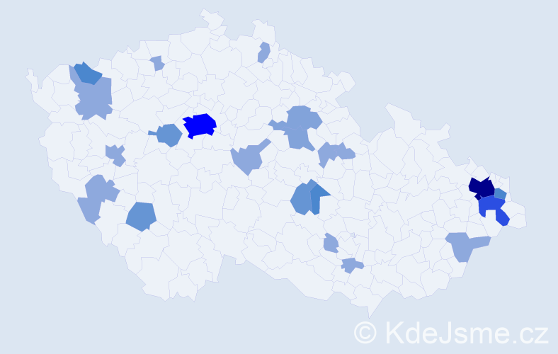 Příjmení: 'Marcinko', počet výskytů 55 v celé ČR