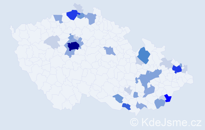 Příjmení: 'Macharová', počet výskytů 100 v celé ČR