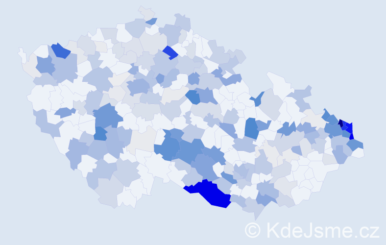 Příjmení: 'Koch', počet výskytů 832 v celé ČR