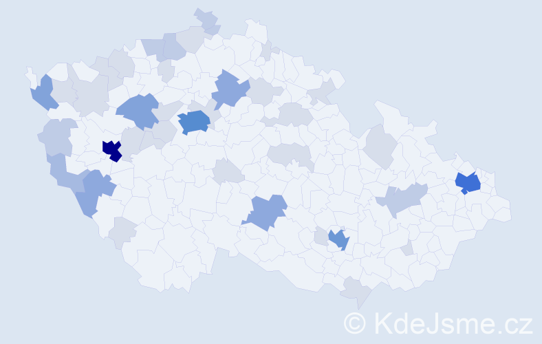 Příjmení: 'Dau', počet výskytů 106 v celé ČR