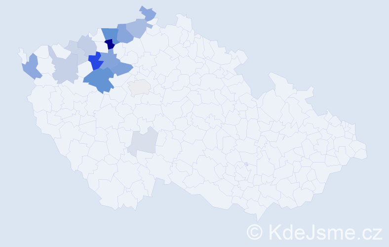 Příjmení: 'Čečrle', počet výskytů 55 v celé ČR