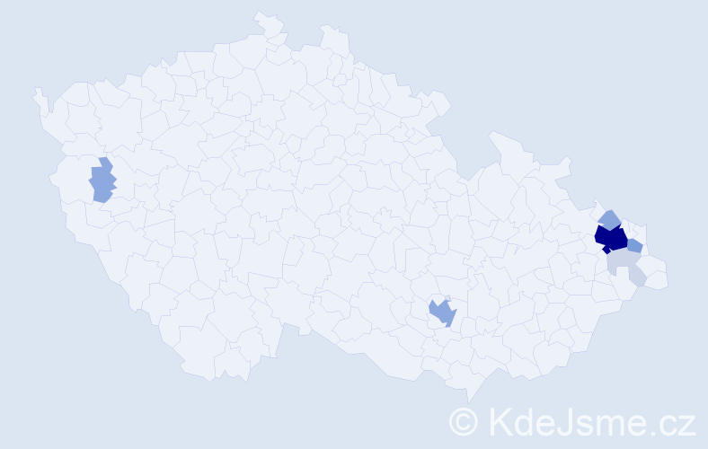 Příjmení: 'Maindová', počet výskytů 26 v celé ČR