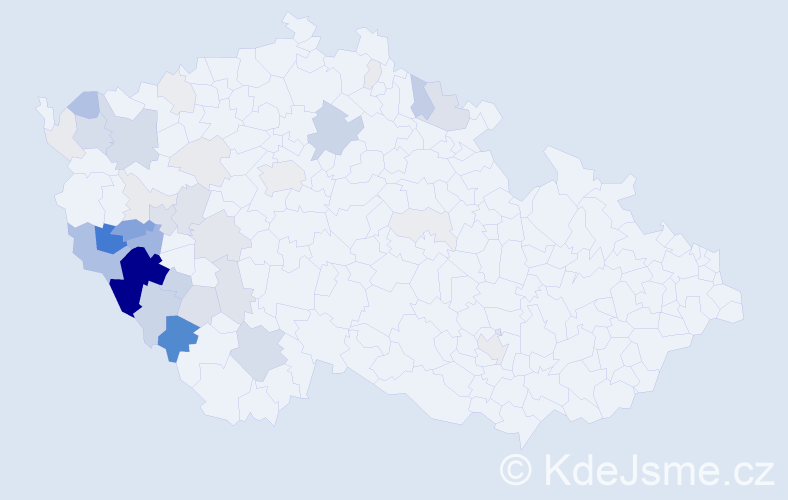 Příjmení: 'Presl', počet výskytů 154 v celé ČR