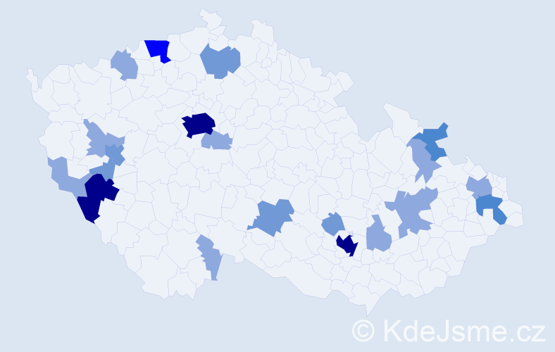 Příjmení: 'Neumayerová', počet výskytů 48 v celé ČR