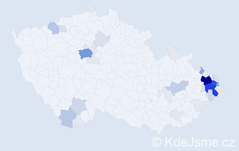 Příjmení: 'Kroček', počet výskytů 173 v celé ČR