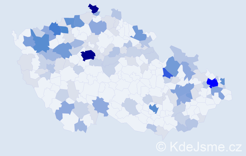 Příjmení: 'Kuruc', počet výskytů 366 v celé ČR