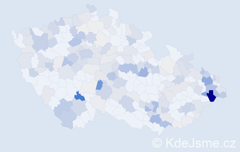 Příjmení: 'Kokeš', počet výskytů 700 v celé ČR