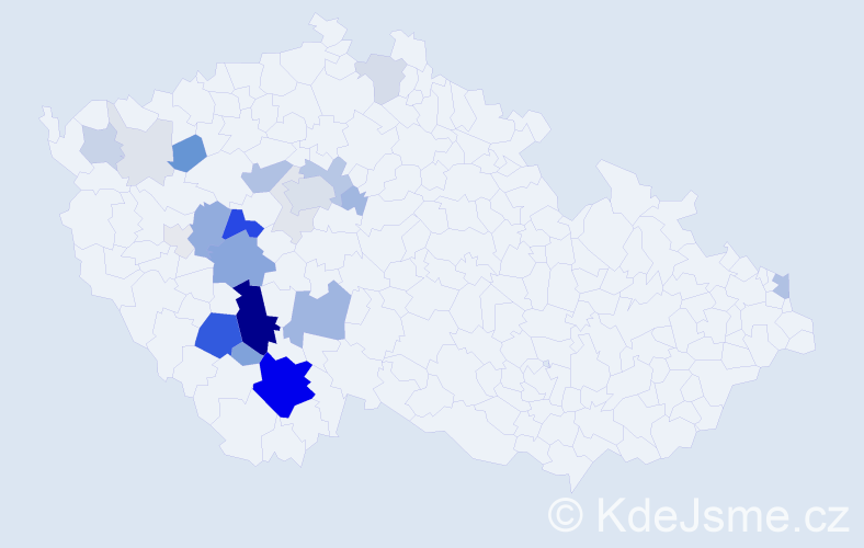 Příjmení: 'Vaňatová', počet výskytů 106 v celé ČR