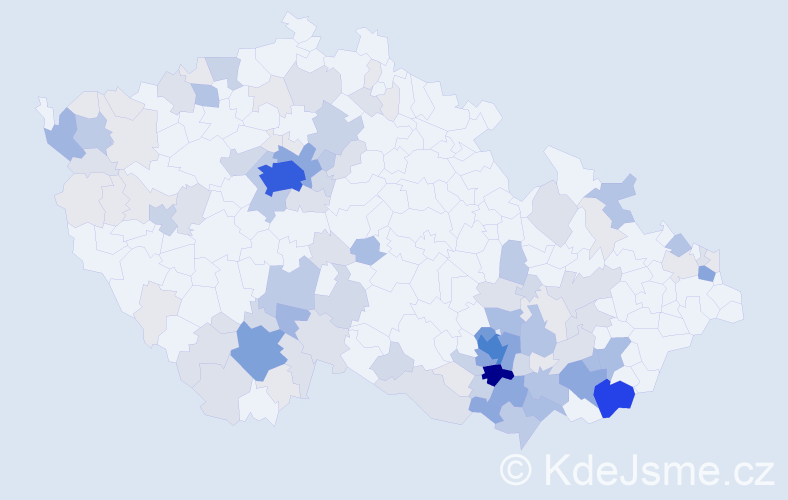 Příjmení: 'Srnec', počet výskytů 438 v celé ČR