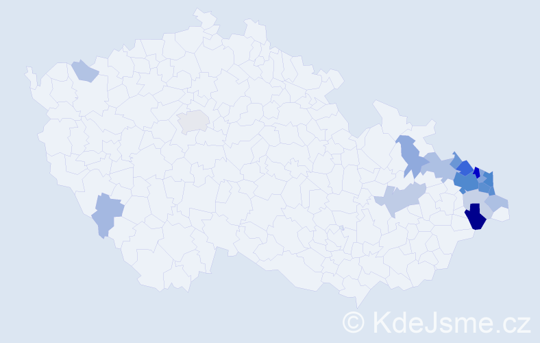 Příjmení: 'Pavlorek', počet výskytů 88 v celé ČR