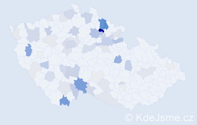 Příjmení: 'Kodym', počet výskytů 171 v celé ČR