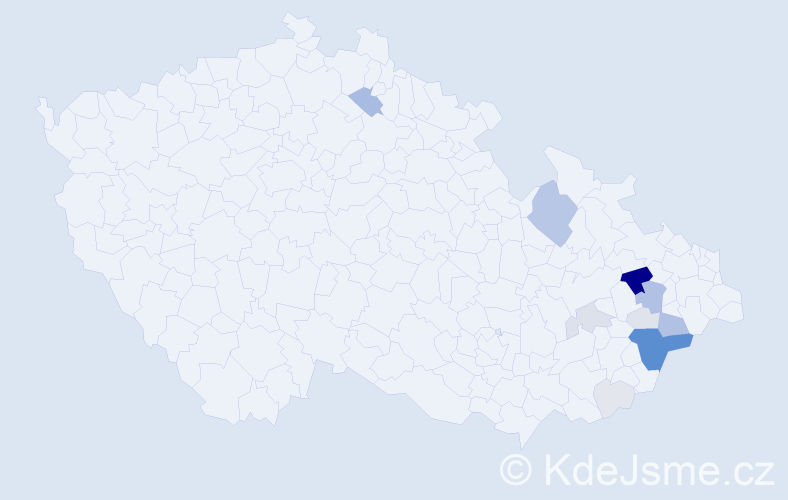 Příjmení: 'Tymrák', počet výskytů 48 v celé ČR