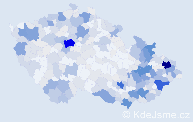 Příjmení: 'Gajdošová', počet výskytů 1300 v celé ČR