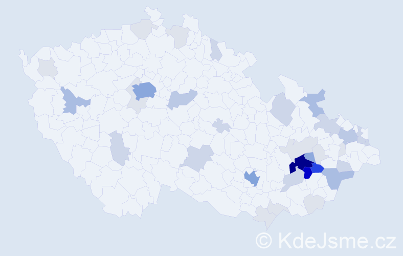 Příjmení: 'Mikeška', počet výskytů 139 v celé ČR
