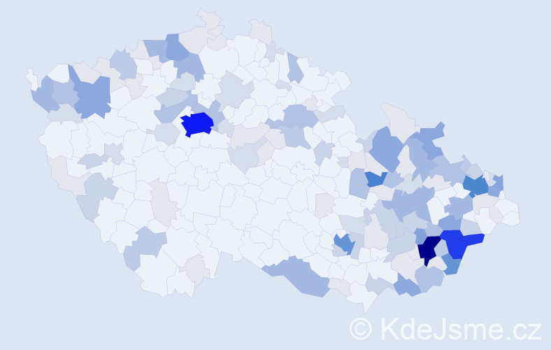 Příjmení: 'Pagáč', počet výskytů 458 v celé ČR