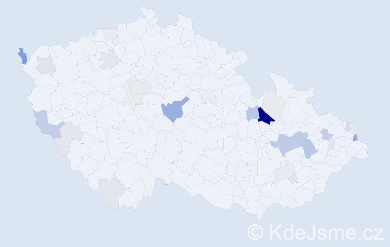 Příjmení: 'Pulkert', počet výskytů 85 v celé ČR