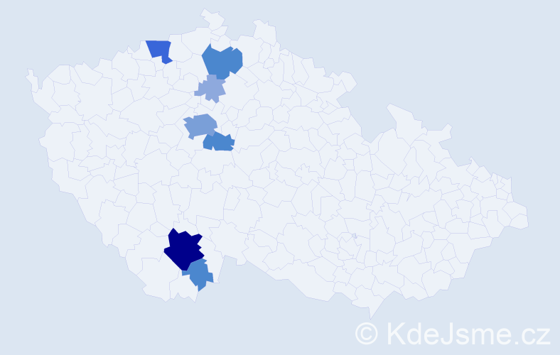 Příjmení: 'Machutka', počet výskytů 23 v celé ČR