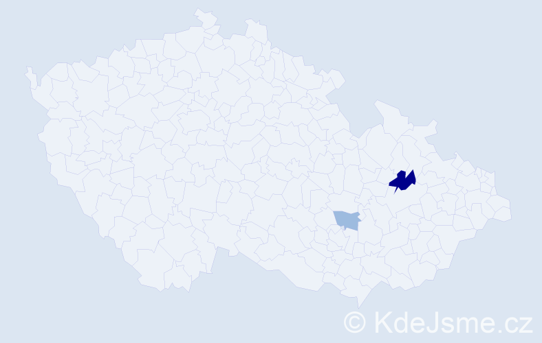 Příjmení: 'Pevner', počet výskytů 5 v celé ČR