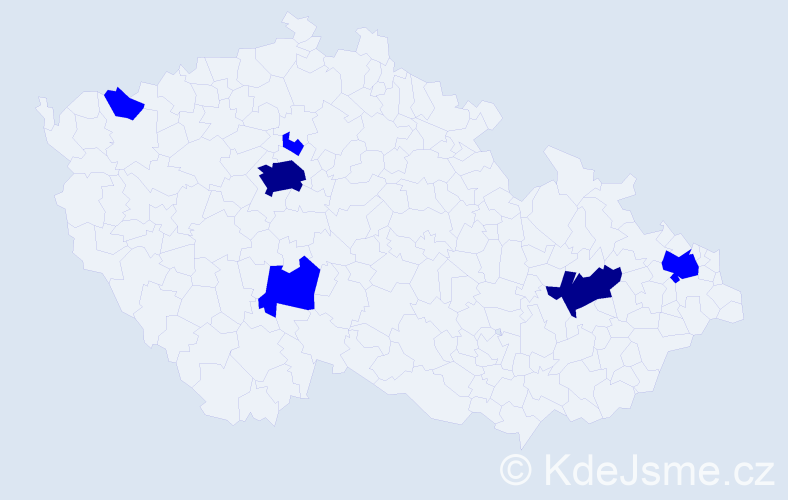 Příjmení: 'Kuzmin', počet výskytů 8 v celé ČR