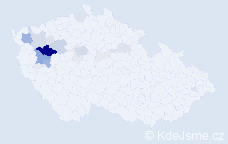 Příjmení: 'Koudele', počet výskytů 103 v celé ČR