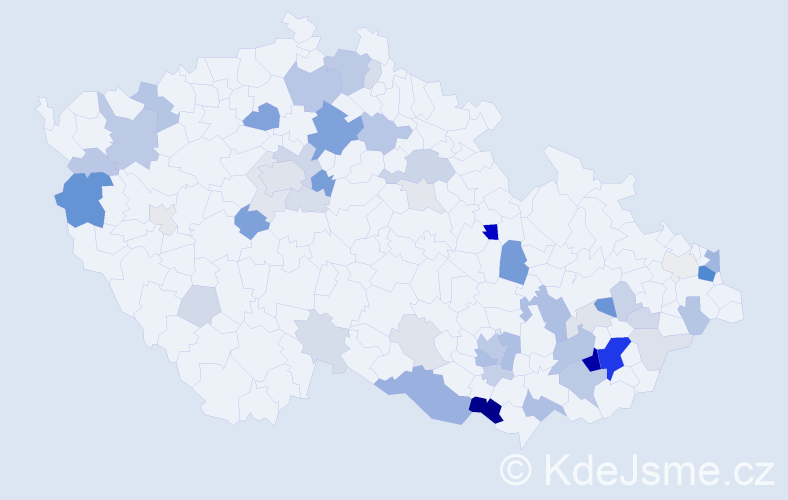 Příjmení: 'Kadlečíková', počet výskytů 162 v celé ČR