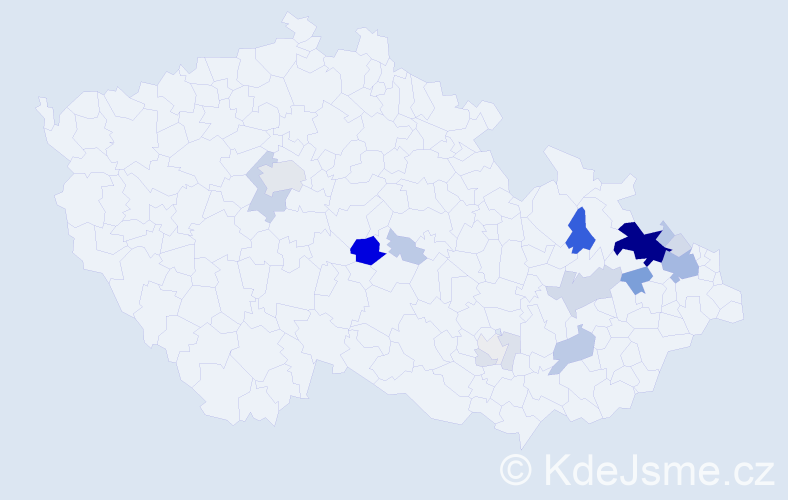 Příjmení: 'Vavrla', počet výskytů 81 v celé ČR