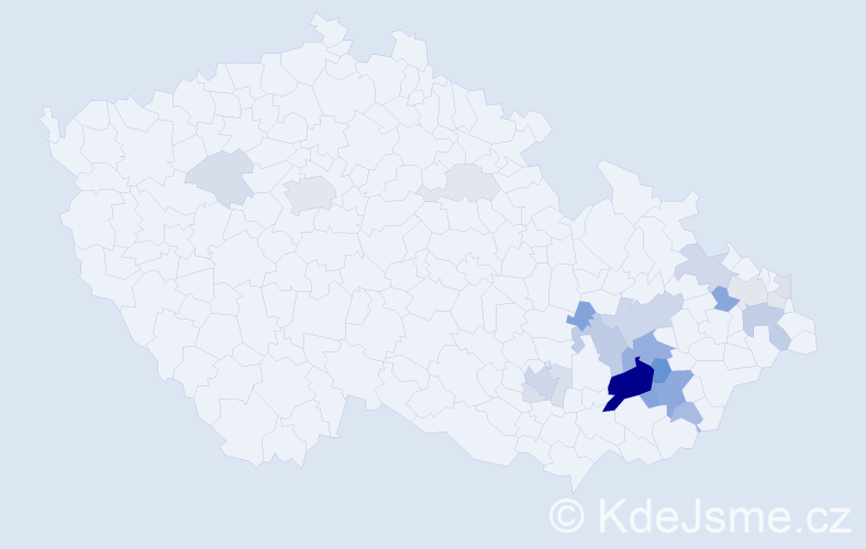 Příjmení: 'Klabal', počet výskytů 76 v celé ČR