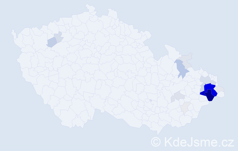Příjmení: 'Zlá', počet výskytů 96 v celé ČR