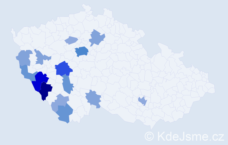 Příjmení: 'Haidinger', počet výskytů 44 v celé ČR