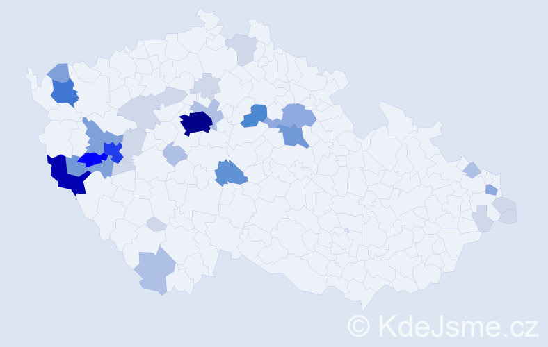 Příjmení: 'Toupal', počet výskytů 118 v celé ČR