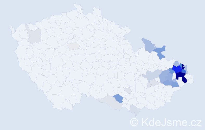 Příjmení: 'Tvardek', počet výskytů 156 v celé ČR