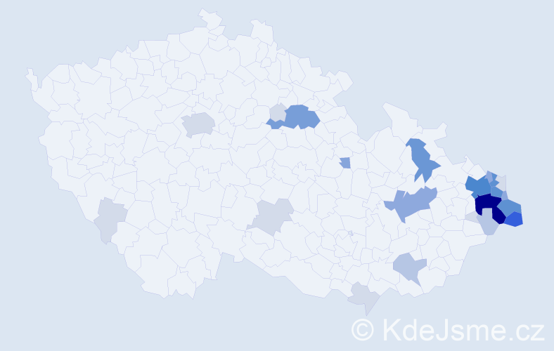 Příjmení: 'Čečotková', počet výskytů 91 v celé ČR