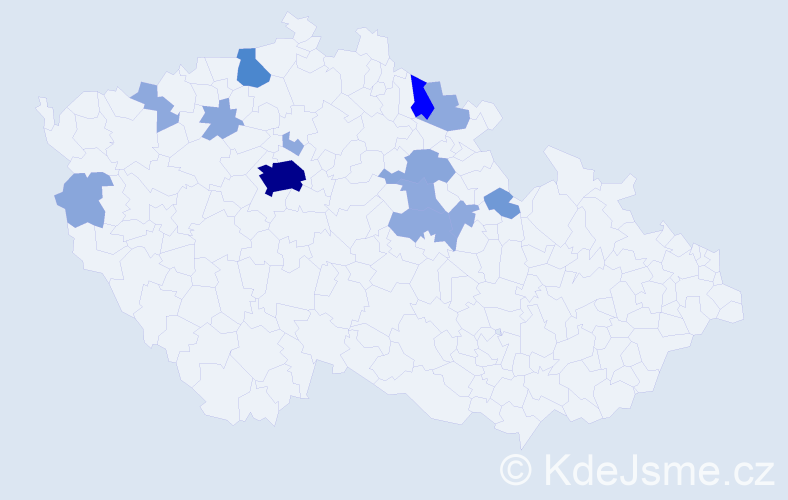 Příjmení: 'Trenklerová', počet výskytů 35 v celé ČR