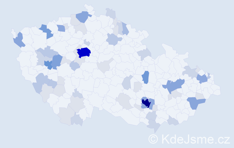 Příjmení: 'Kilian', počet výskytů 195 v celé ČR