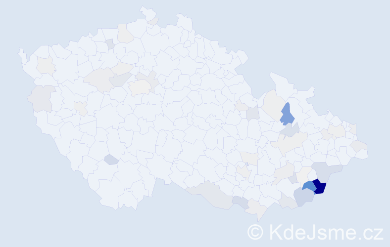 Příjmení: 'Pinďáková', počet výskytů 196 v celé ČR