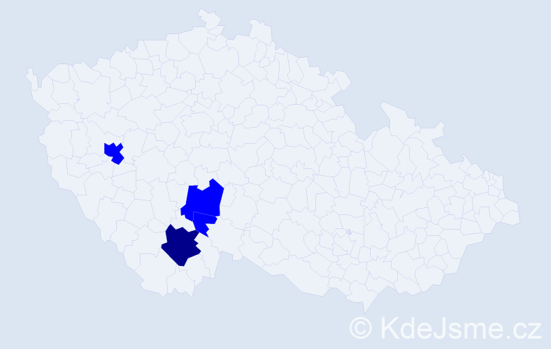 Příjmení: 'Walner', počet výskytů 5 v celé ČR