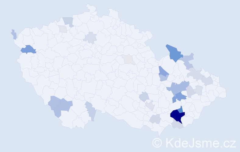 Příjmení: 'Psotka', počet výskytů 97 v celé ČR