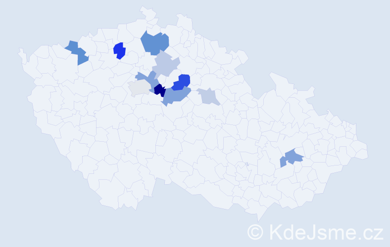Příjmení: 'Sabadoš', počet výskytů 21 v celé ČR